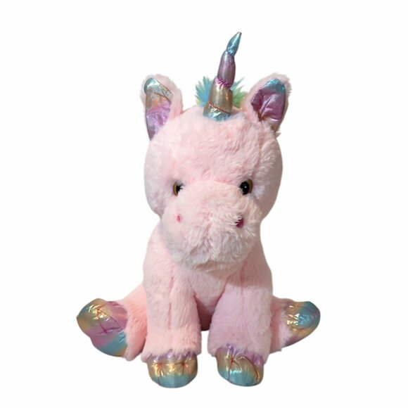 Dan Dee Collectors Choice Pink Unicorn Iridescent Rainbow Plush Stuffed Toy 16" - Picture 1 of 7